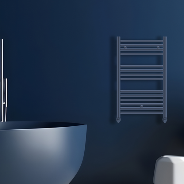 Tyne Heated Towel Rail | Brushed Brass & Matt Blue | Heated Towel Rails | Delivery throughout the UK | Direct Radiators