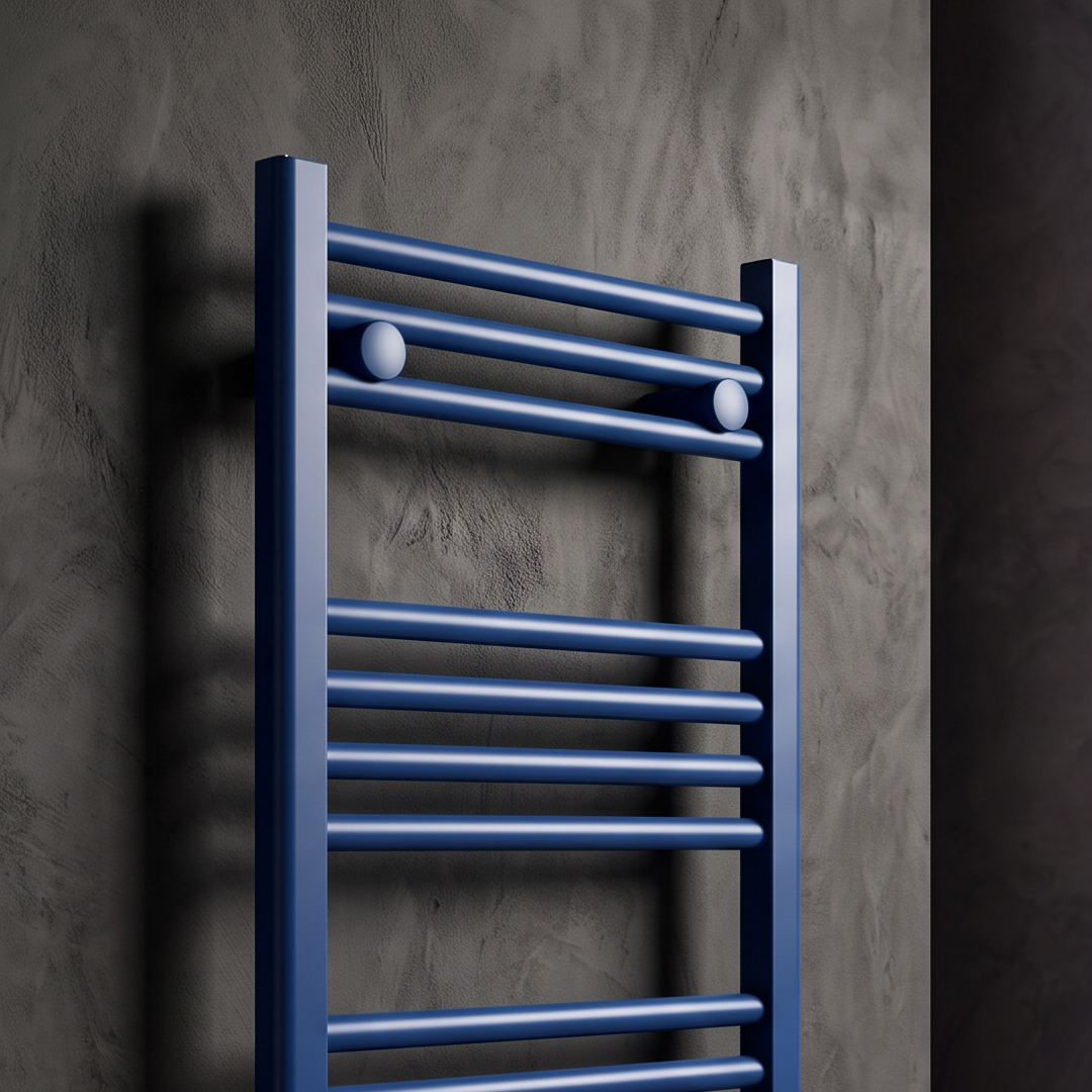 tyne matt blue heated towel rail