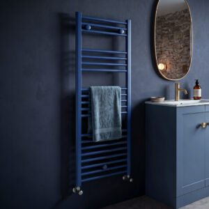 tyne matt blue heated towel rail
