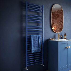 tyne matt blue heated towel rail