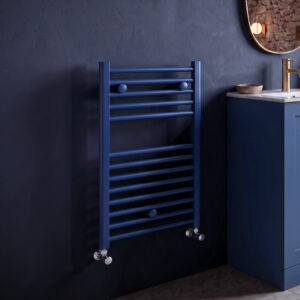 tyne matt blue heated towel rail
