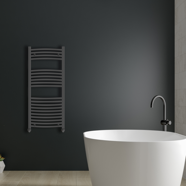 Ayr Curved Heated Towel Rail | Anthracite & Chrome | Heated Towel Rails | Delivery throughout the UK | Direct Radiators