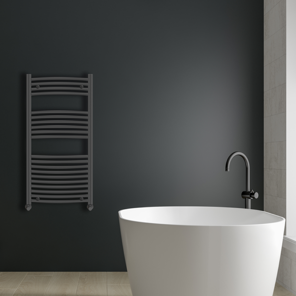 Ayr Curved Heated Towel Rail | Anthracite & Chrome | Heated Towel Rails | Delivery throughout the UK | Direct Radiators