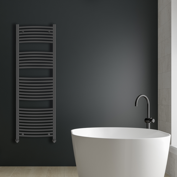 Ayr Curved Heated Towel Rail | Anthracite & Chrome | Heated Towel Rails | Delivery throughout the UK | Direct Radiators