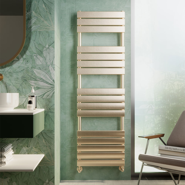 Devon Heated Towel Rail | Brushed Brass | Heated Towel Rails | Delivery throughout the UK | Direct Radiators