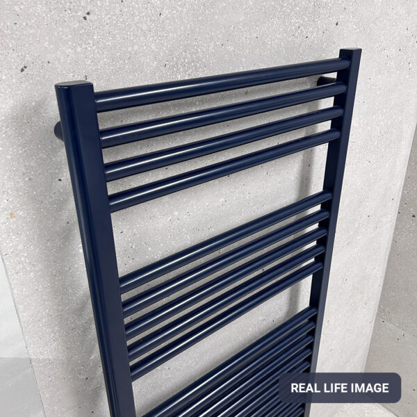 tyne matt blue heated towel rail