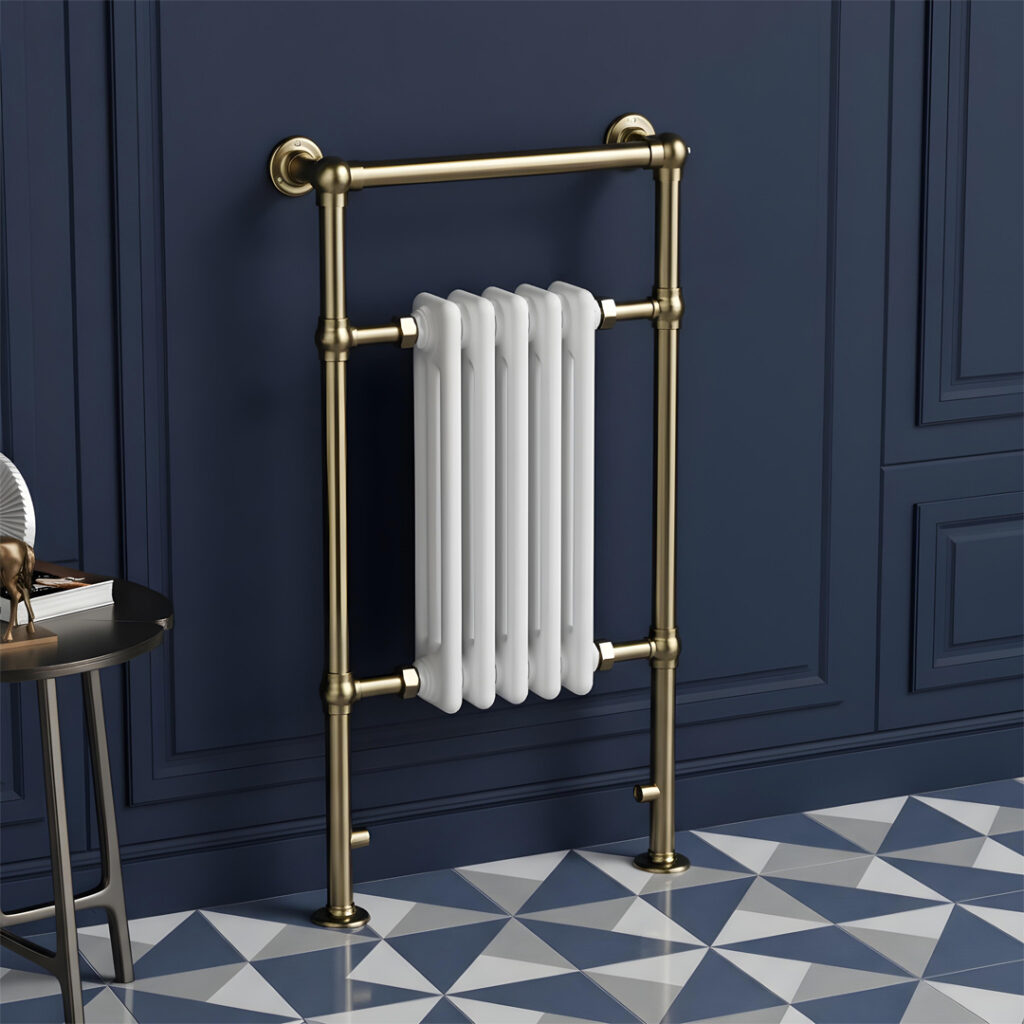 Oxford Brushed Brass Traditional Heated Towel Rail | Direct Radiators | Heated Towel Rails UK