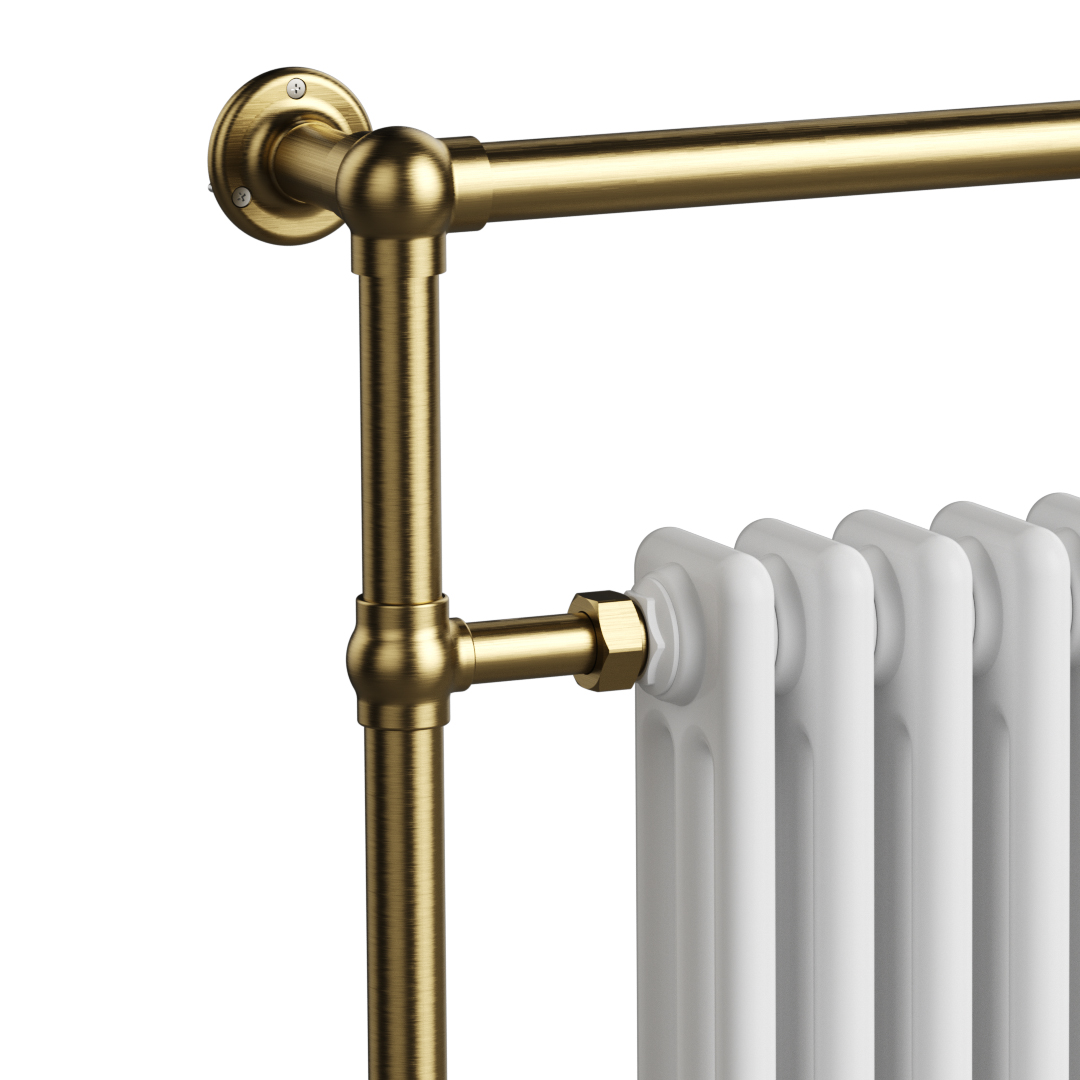 Oxford Brushed Brass Traditional Heated Towel Rail | Direct Radiators | Heated Towel Rails UK