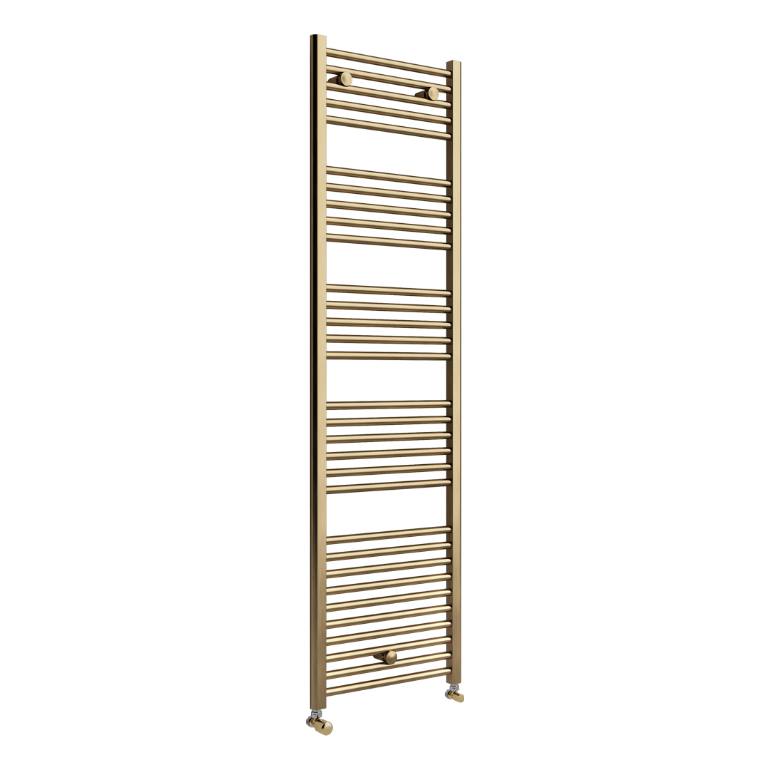 Tyne Brushed Brass Heated towel rail | Bathroom Heating | Direct Radiators | Nationwide delivery UK