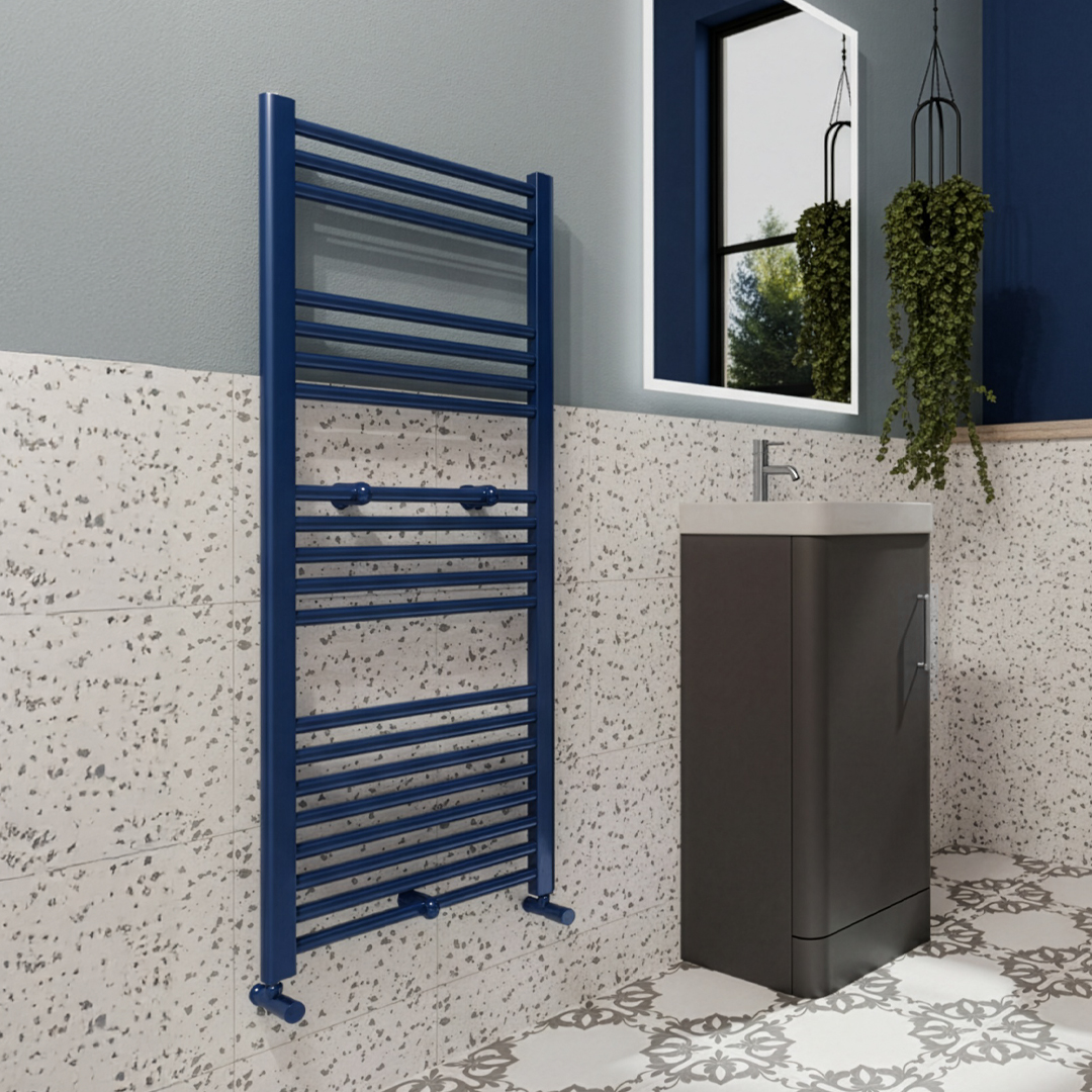 Tyne Blue Heated towel rail | Bathroom Heating | Direct Radiators | Nationwide delivery UK
