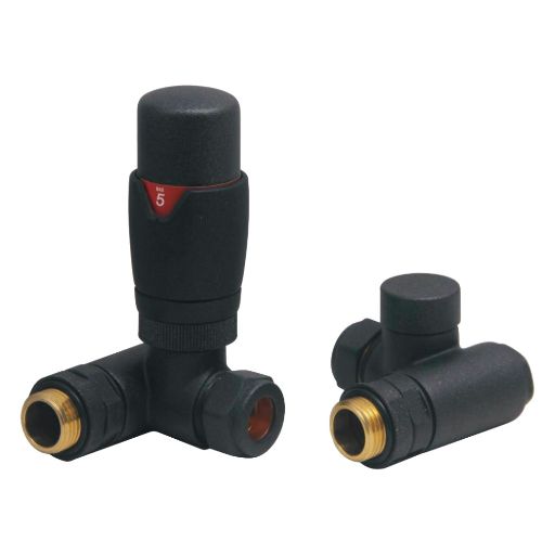 Orta Dual Fuel Corner TRV Valve Set in Anthracite
