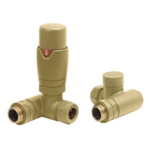 Orta Dual Fuel Corner TRV Valve Set in Brushed Brass