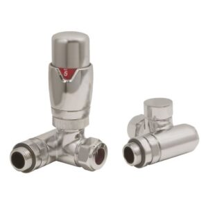 Orta Dual Fuel Corner TRV Valve Set in Satin Brushed Nickel
