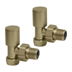 Ainsa Round Angled Valve & Lockshield in Brushed Brass