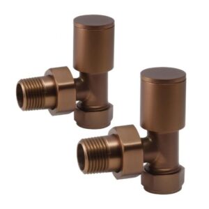Ainsa Round Angled Valve & Lockshield in Brushed Bronze