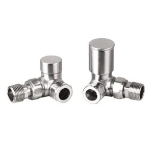 Ainsa Round Corner Valve & Lockshield in Satin Brushed Nickel
