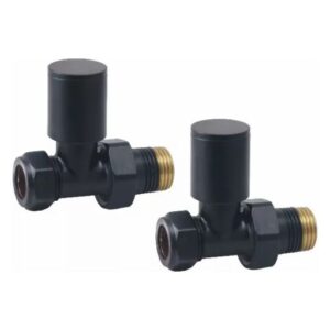 Ainsa Round Straight Valve & Lockshield in Black