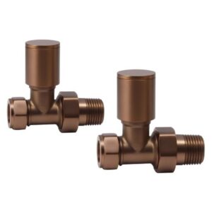 Ainsa Round Straight Valve & Lockshield in Brushed Bronze