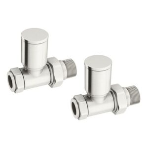 Ainsa Round Straight Valve & Lockshield in Satin Brushed Nickel