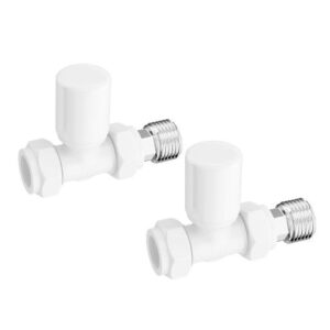 Ainsa Round Straight Valve & Lockshield in White