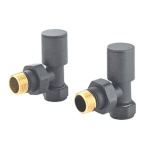 Ainsa Round Angled Valve & Lockshield in Basalt Grey