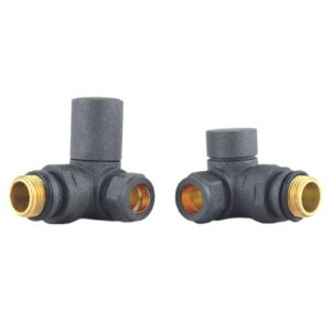 Ainsa Round Corner Valve & Lockshield in Basalt Grey