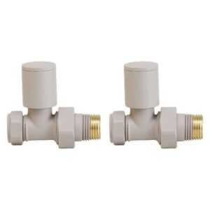 Ainsa Round Straight Valve & Lockshield in Cappuccino