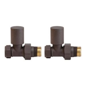 Ainsa Round Straight Valve & Lockshield in Mocha