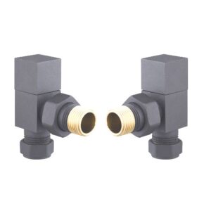 Ravello Square Angled Valve & Lockshield in Basalt Grey (RAL 7012)