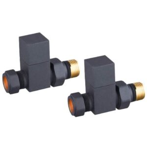 Ravello Square Straight Valve & Lockshield in Anthracite