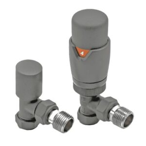 Cortona Angled TRV & Lockshield in Basalt Grey (RAL 7012)