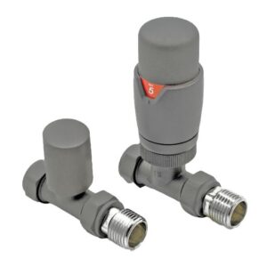Cortona Straight TRV & Lockshield in Basalt Grey (RAL 7012)
