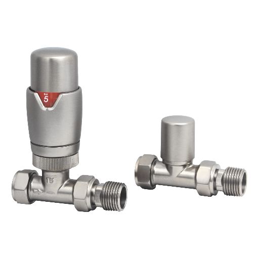 Cortona Straight TRV & Lockshield in Satin Brushed Nickel