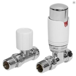 Cortona Straight TRV & Lockshield in Chrome/White