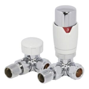 Cortona Corner TRV & Lockshield in Chrome/White