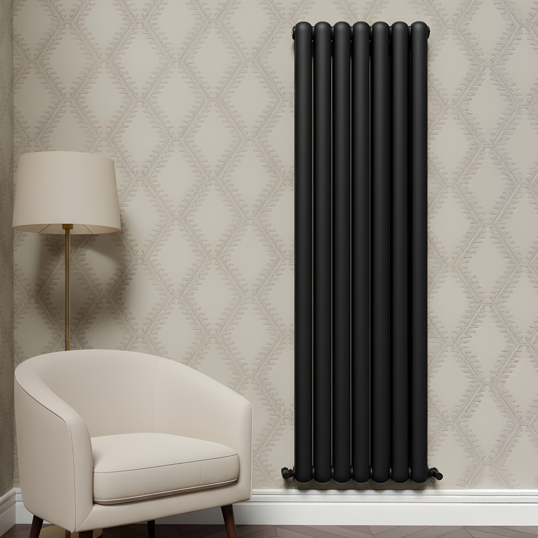 Cambridge black vertical 2 Column Designer Radiator | Designer Radiator UK | Heating | Delivery UK | Direct radiators